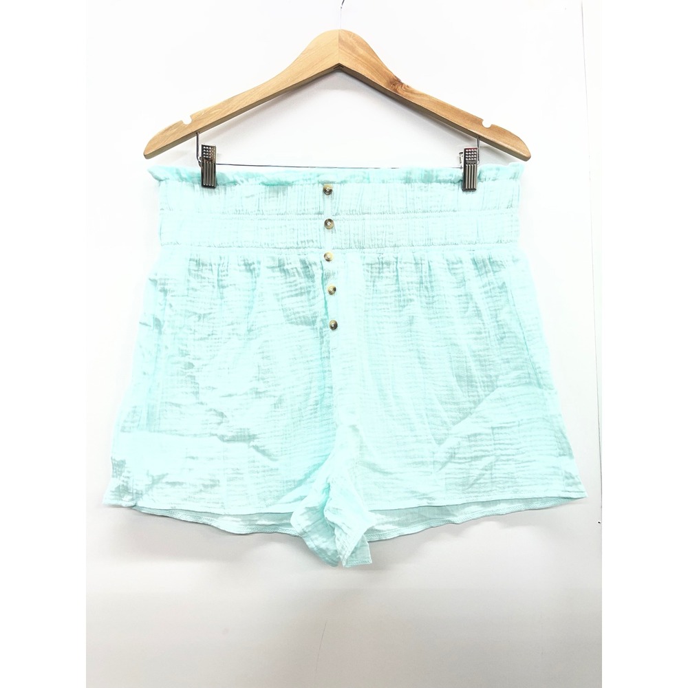 Simply‎ Southern Mint Green Gauze Smocked Paperbag Waist Shorts Womens M/L